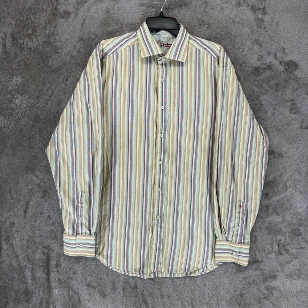 Robert Graham Shirt Mens XL Multicolor Striped Button-Down Long Sleeve EUC